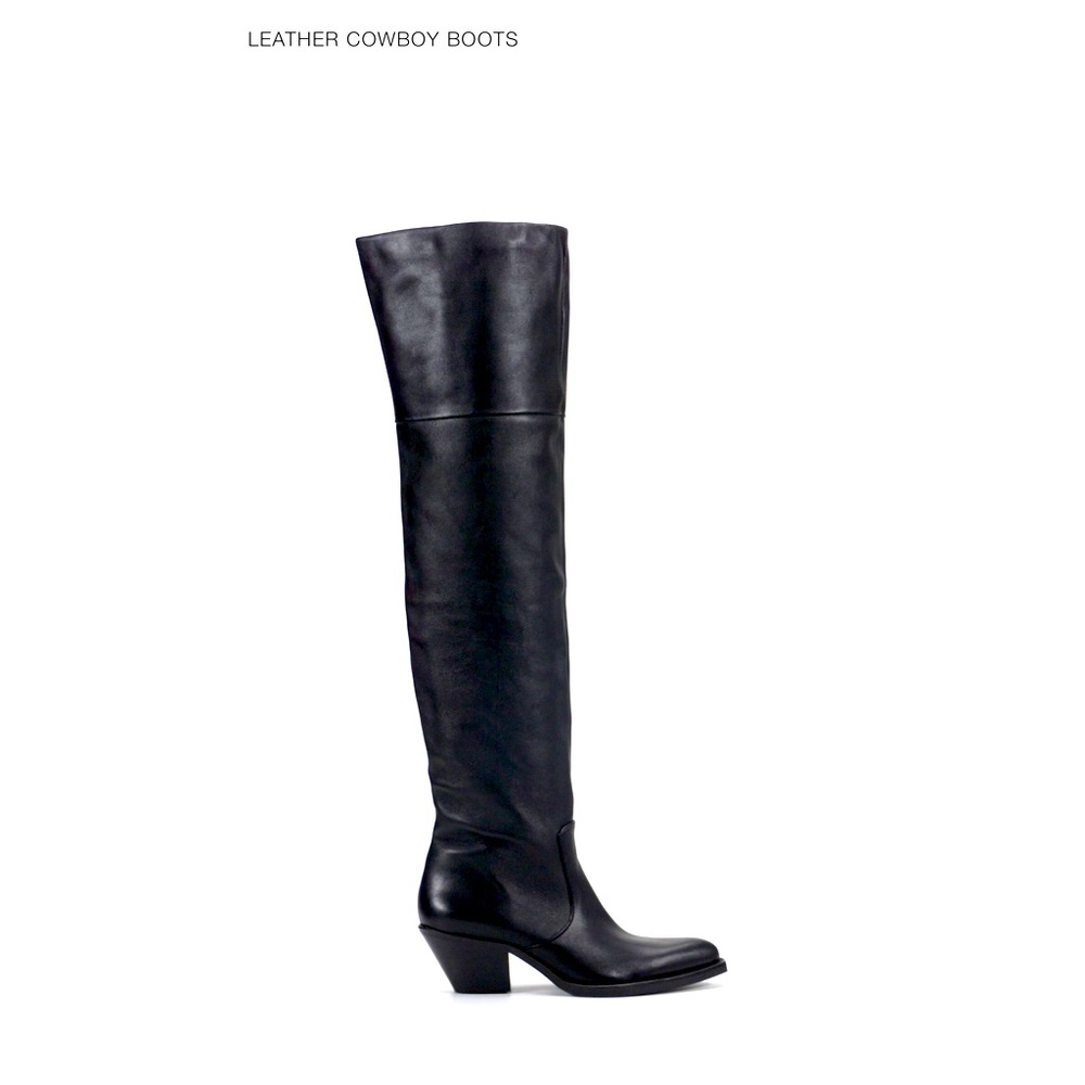 NIB Zara leather cowboy OTK boots sz 5